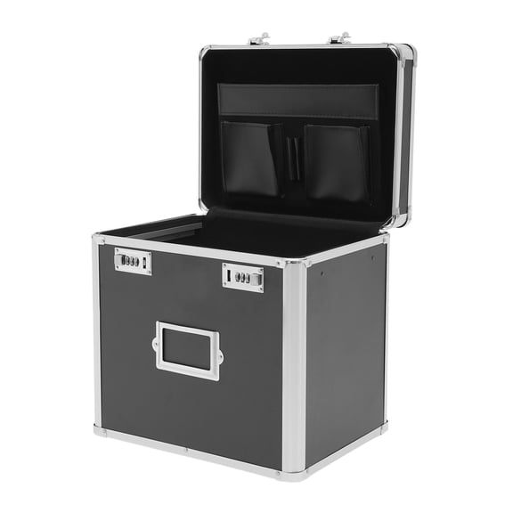 Dwellnix Aluminum Document Case, Black Heavy-Duty File Storage Box & Portable Business Briefcase for Professionals