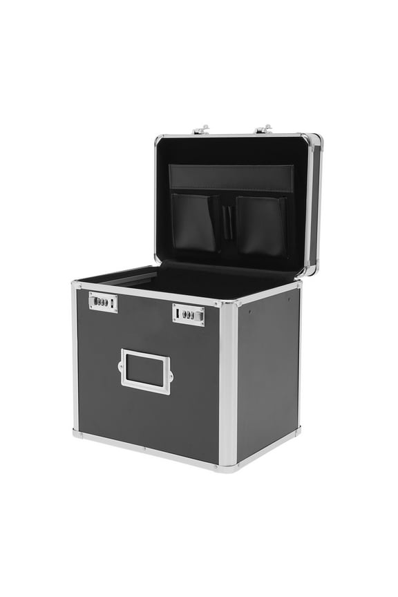 Aluminum Document Case, Black Heavy-Duty File Storage Box & Portable Business Briefcase for Professionals