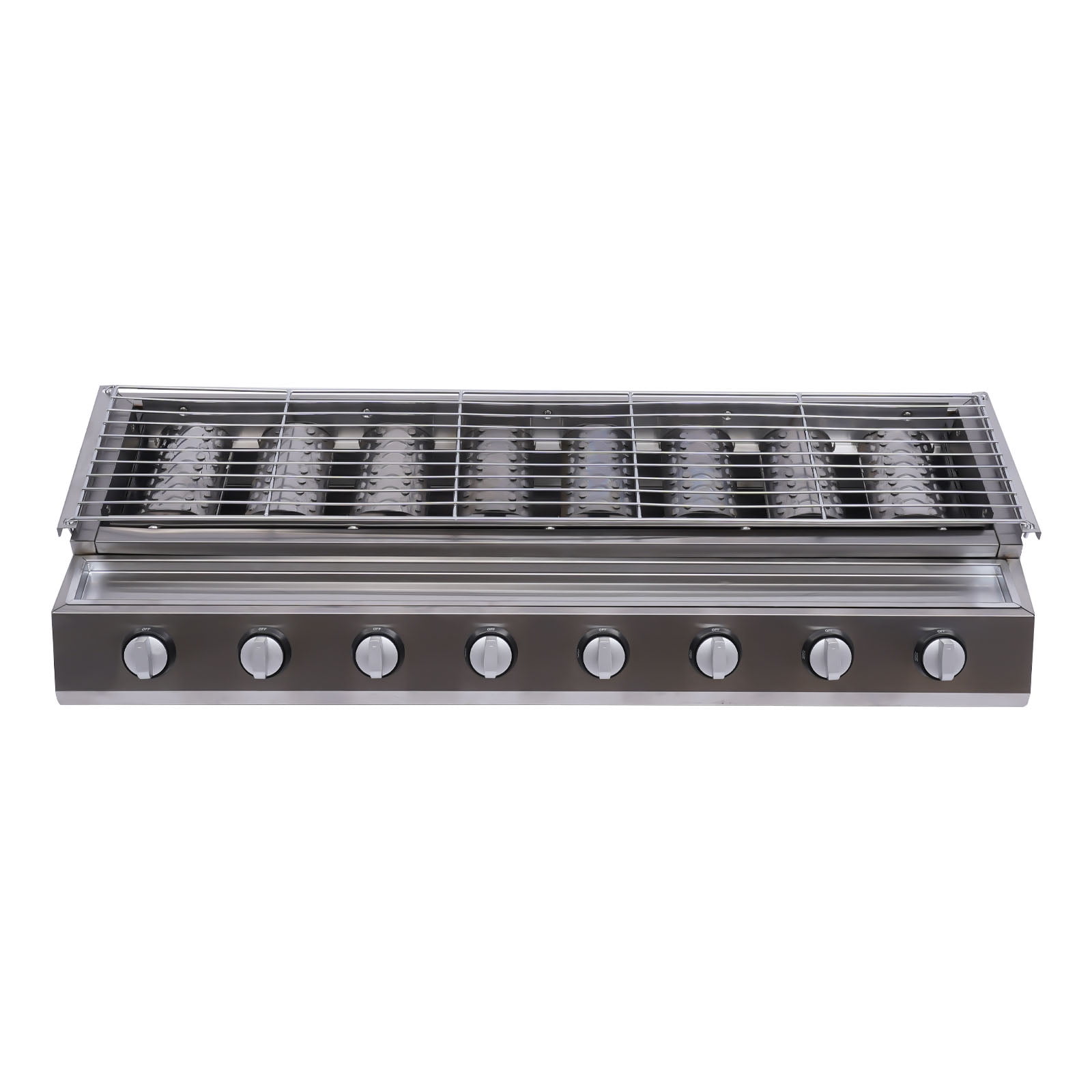 Dwellnix BBQ Grill with 8 Independent Burners Stainless Steel Gas Grill Adjustable Height Easy to Clean and Portable Design