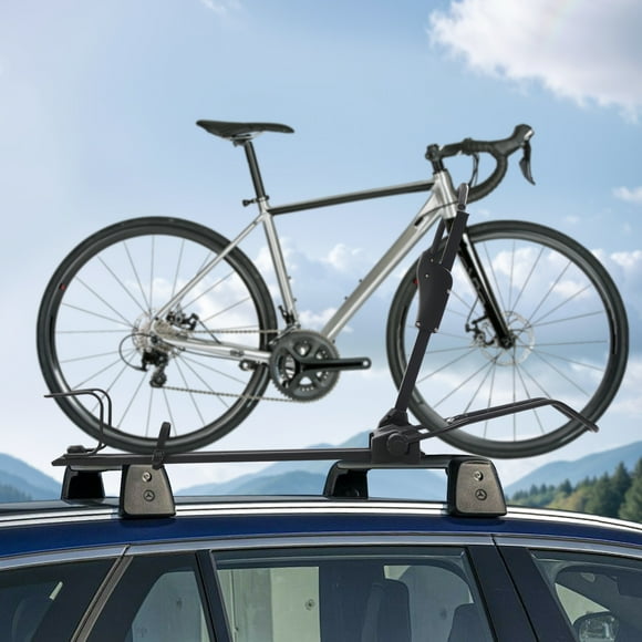 Dwellnix Bike Car Carrier Rack, Roof-Mount, Double Anti-Theft Locks, 4-Point Bike Fixation, Collapsible, Space-Saving Design for Easy Assembly and Storage