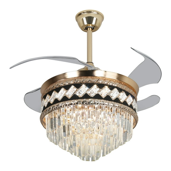 Dwellnix Ceiling Fans with LED Light, Adjustable Speed (6 Gears), Two-Way Rotation for Winter/Summer, Remote Control, Stylish Gold and Black Design