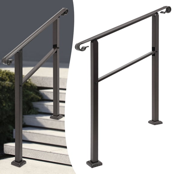 Dwellnix Durable 3-Step Stair Handrail Carbon Steel, High Load Capacity, Safe Support for Elderly, Children, and Disabled Simple Installation for Indoor & Outdoor Use