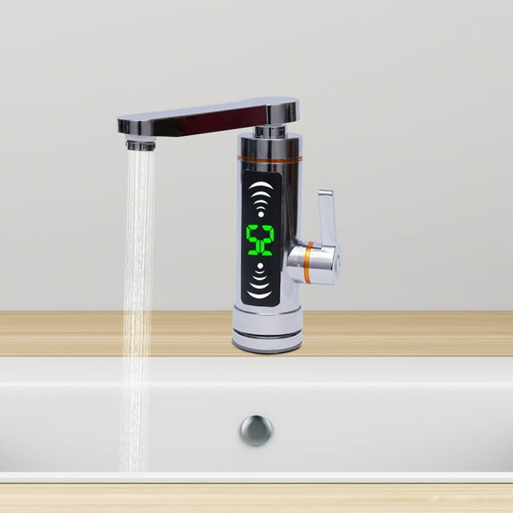 Dwellnix Electric Heating Faucet, 3000W Instant Hot Water Tap with Temperature Display, 360° Rotatable Stainless Steel, Ideal for Kitchen & Bathroom Use