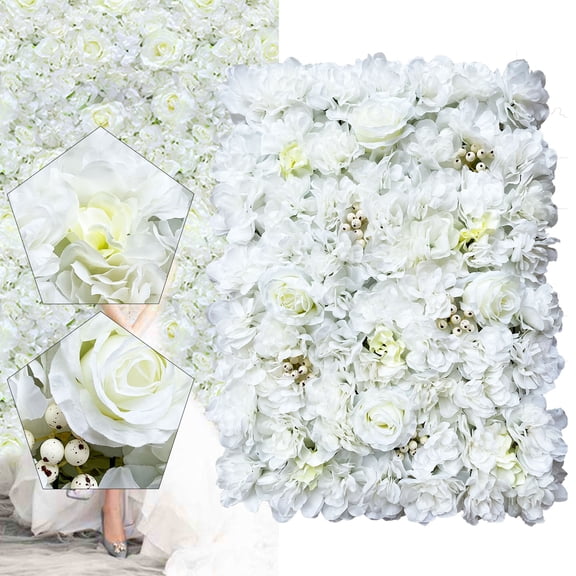 Dwellnix Faux Flower Wall Panel Set, 12-Piece Set with Roses, Dahlias & Hydrangeas, Wedding & Event Backdrop, Floral Room Decor, Ready to Hang