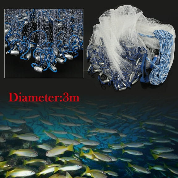 Dwellnix Fishing cast net with durable steel sinkers, monofilament mesh, effective bait catching, easy to throw, foldable for easy storage, great for both beginners and seasoned fishermen