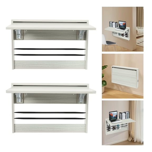 Dwellnix Folding Wall Table Fold Down Table Wall Mounted Round Corners Folding Table