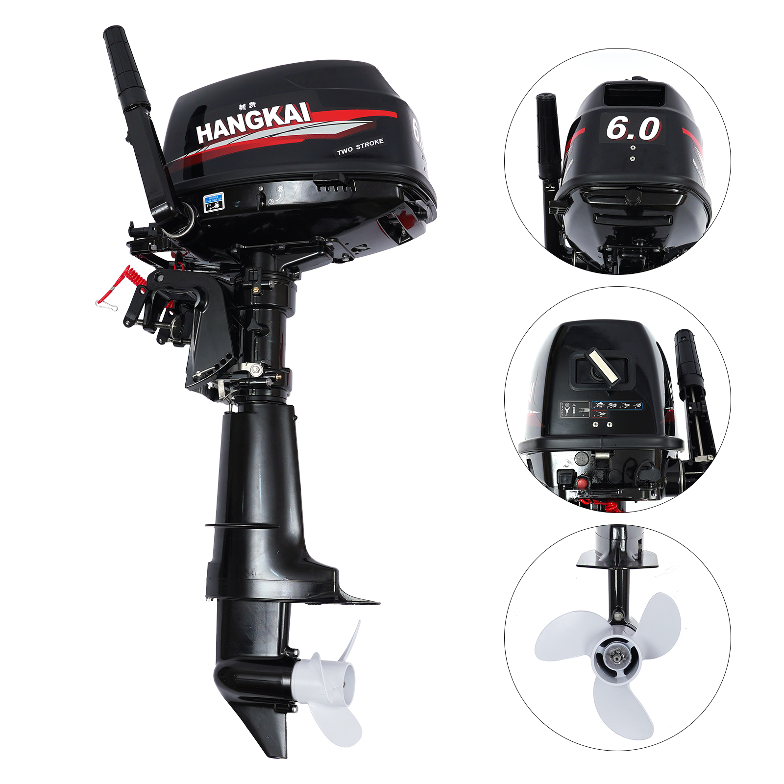 Dwellnix Gasoline Outboard Motor, 2200W 8HP, Pure Copper Core Brushless, 3000RPM High Speed, Forward/Reverse Gear, Low Noise, Maximum Load 2204 Pounds for Boats