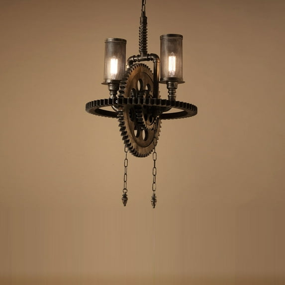 Dwellnix Gear Shape Chandelier Steampunk Ceiling Light Industrial Pendant Lamp Fixture