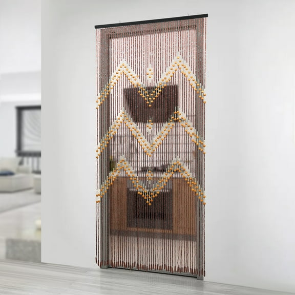 Dwellnix Handmade Bamboo Bead Curtain - Elegant Wood Beads with Zigzag Pattern, Ideal for Doorways, Windows, or Privacy Dividers, Easy Assembly & Durable