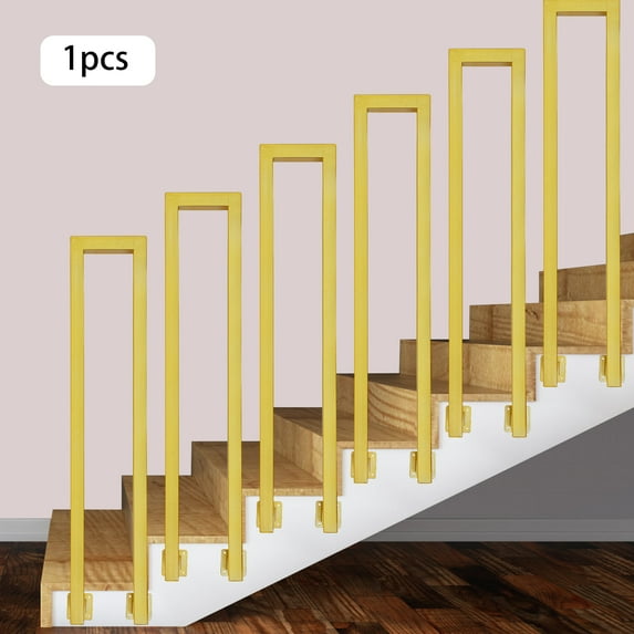 Dwellnix Heavy Duty Iron Handrail, N-Shaped Gold Finish, Support for Elderly & Disabled, Strong Load Capacity for Concrete & Wooden Stairs