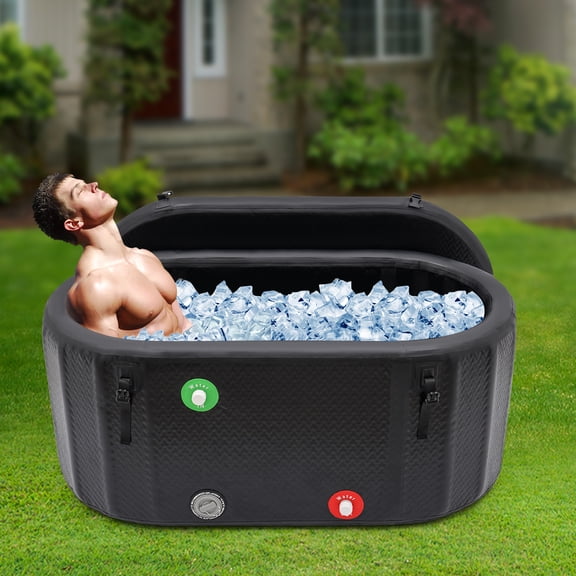 Dwellnix Inflatable Bathtub for Home Spa, 97.74 Gallon, Durable PVC, Ideal for Ice Baths, Includes Pump and Repair Tools, Easy to Use and Clean