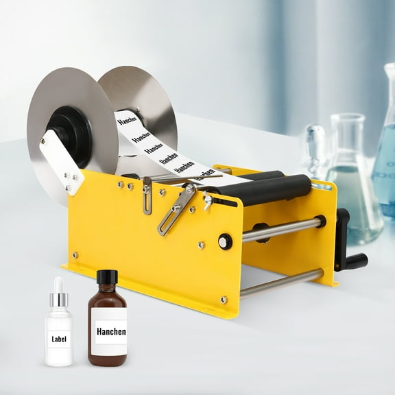 Dwellnix Labeling Machine with Rubber Handle  Automatic Label Rewinder for Bottles, Easy Operation, and Stable Performance