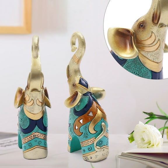 Dwellnix Lucky Elephant Statue | Resin Elephant Ornament with Heart Trunk | Modern Symbolic Decor for Home, Office, and Gifts | Ideal for Housewarming & Special Occasions