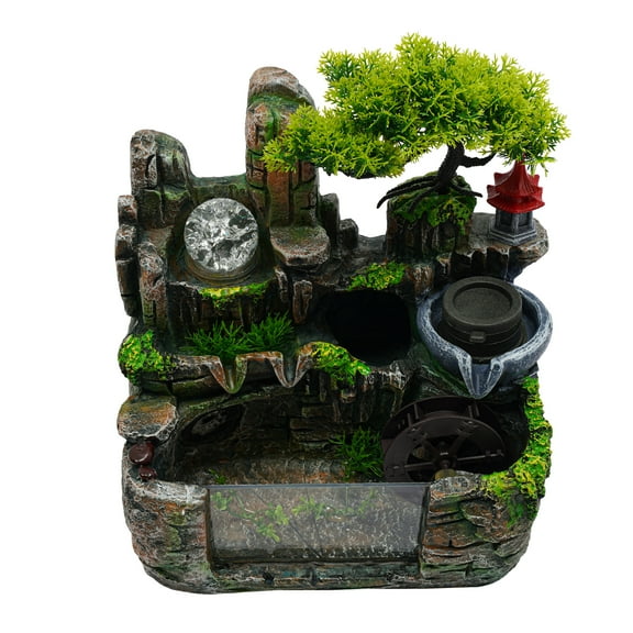Dwellnix Mini Rock Waterfall, Compact Fountain with Mist Maker for Indoor Relaxation & Tabletop Decor