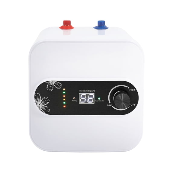 Dwellnix Mini-Tank Water Heater, Compact Design, Adjustable Temperature Control, Quick Heating, Energy-Saving, Under Sink Installation for Small Apartments & Kitchens