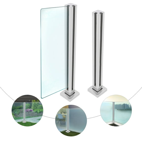 Dwellnix Modern Glass Railing Post Corner Post Floor Mount Balcony Stairs Railing Clamp