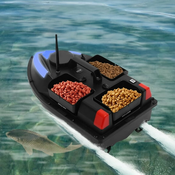 Dwellnix Multi-functional Fishing Bait Boat with Dual Motors, LED Lights, Long Battery Life, and 500m Remote Control for Efficient Fishing