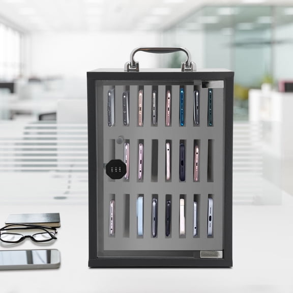 Dwellnix Phone Storage Cabinet with Combination Lock, 24 Slots with Soft Padding for Phones, Ideal for Offices, Schools, & Conference Rooms