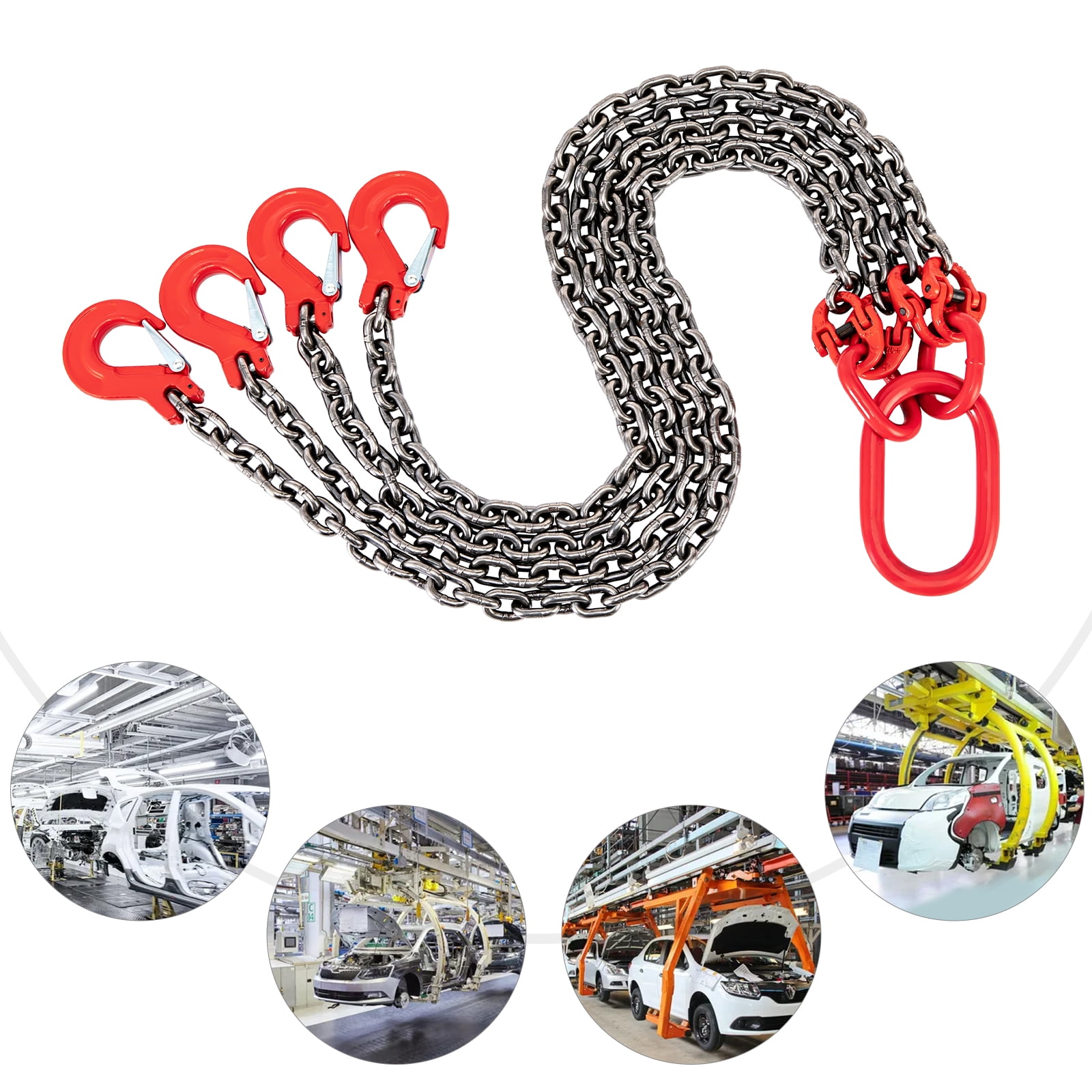 Dwellnix Red Chain Sling G80 Lifting Chain W Grab Hooks 11000lbs Load 5 ...