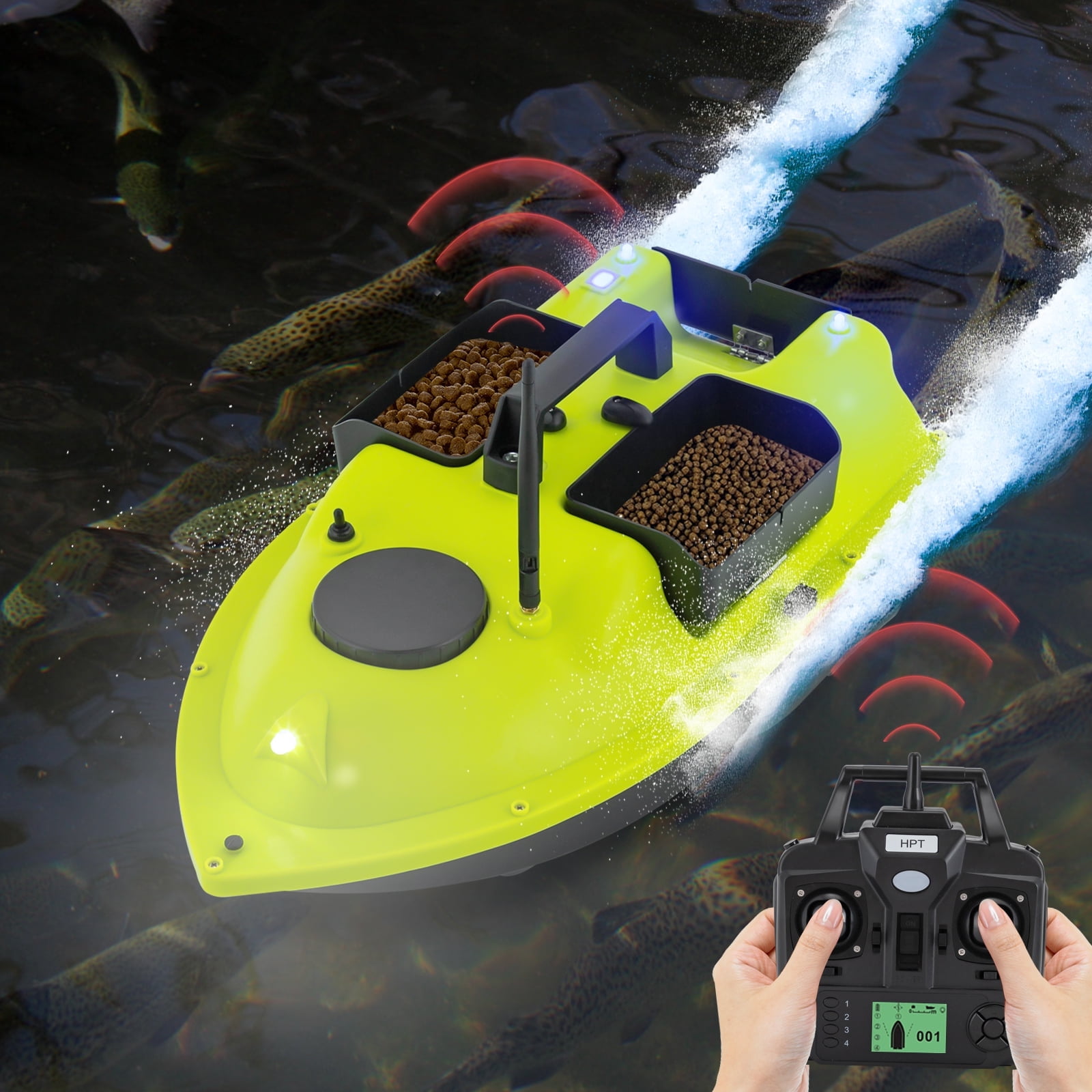 Dwellnix Remote Control Fishing Bait Boat Waterproof Sporting Goods Night Lights New