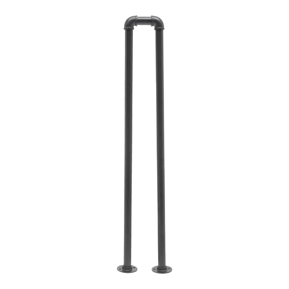 Dwellnix Retro Industrial U-Shaped Handrail, Galvanized Steel Construction, Black Safety Rail for Stairs, Lofts & Entrances, Easy Installation