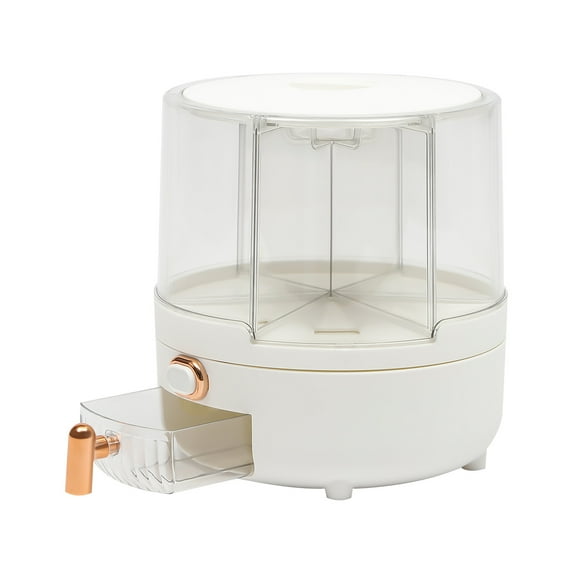Dwellnix Rice Dispenser Rotating Dry Food Dispenser Grain Storage Container 6 Compartment