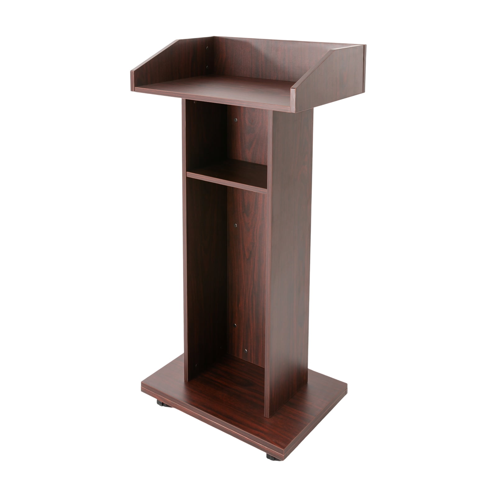 Dwellnix Rolling Presentation Podium with Storage, Mobile 3-Tier Stand, Adjustable Height, Portable Lectern for Office, Classroom & Conference Room