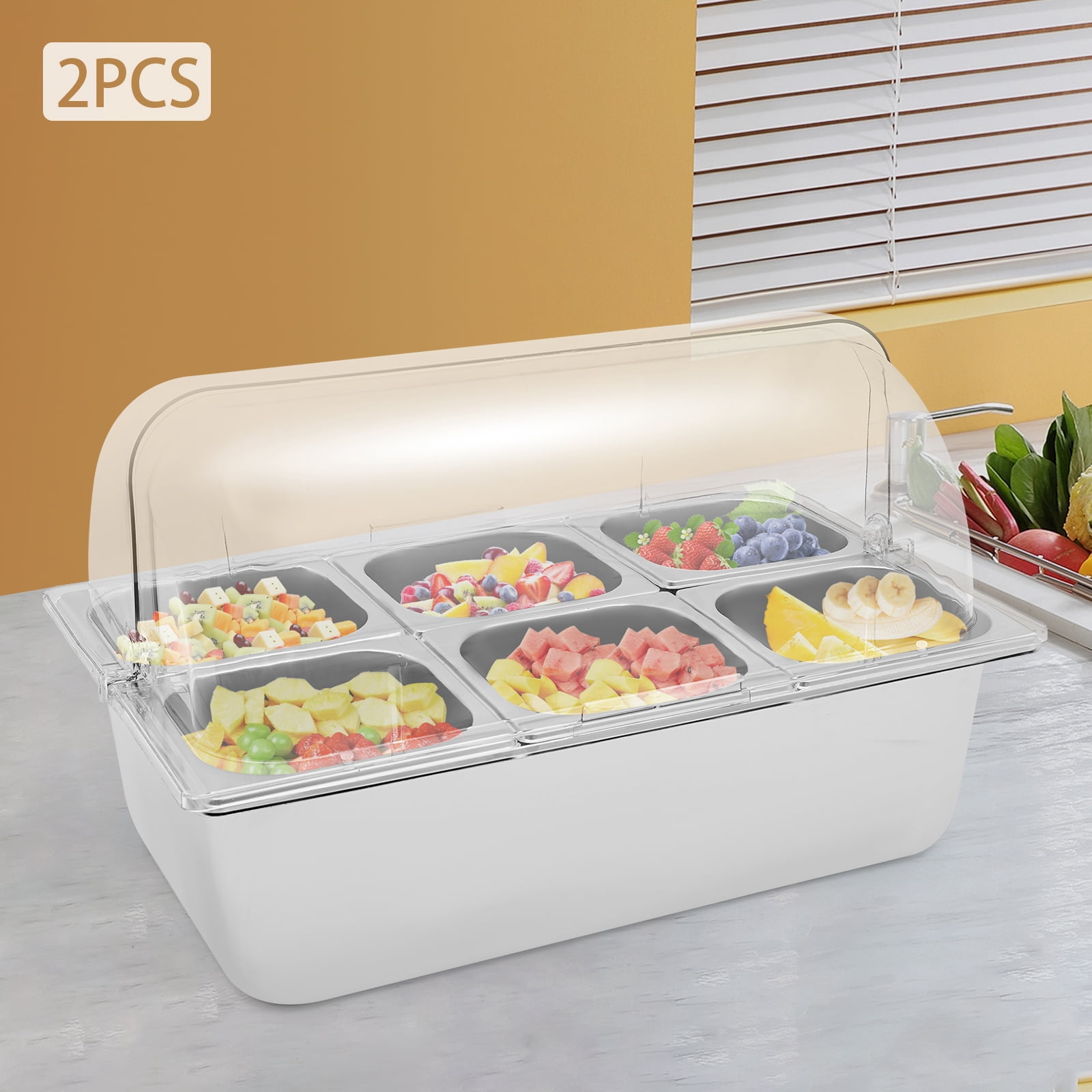 Dwellnix Rounded Corners Stainless Steel Food Serving Container W lid ...