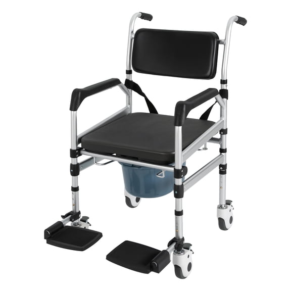 Dwellnix Shower Chair Height Adjustable Freestanding Folding Shower Chair w Bidet 160kg