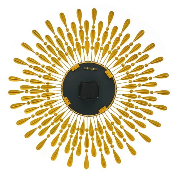 Dwellnix Silent Wall Clock, Decorative 9.45" Dial with Acrylic Crystals, Art Deco Gold Frame, Battery-Powered, Ideal for Living Room, Bedroom & Office Walls