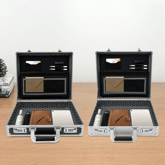 Dwellnix Silver Aluminum Flight Case Hard Men Locking Briefcase Safety Toolbox Office