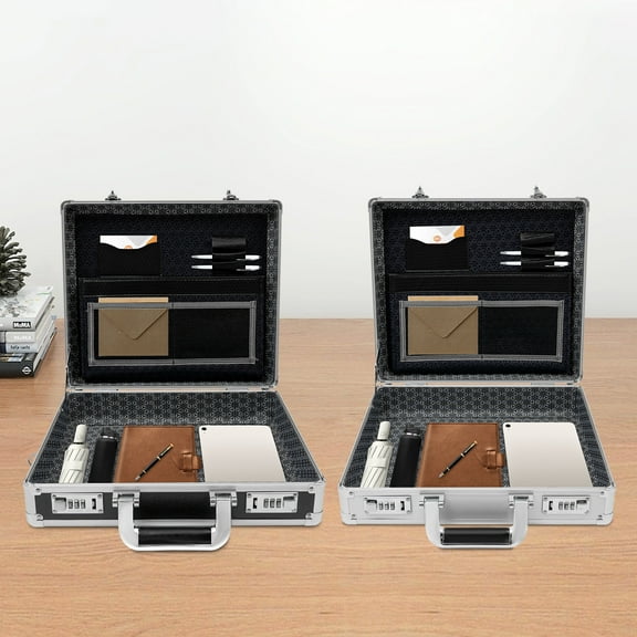 Dwellnix Silver Aluminum Flight Case Hard Men Locking Briefcase Safety Toolbox Office