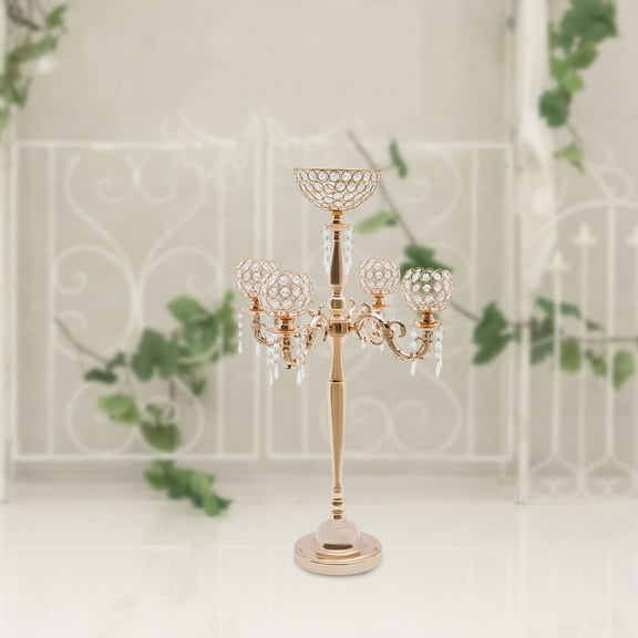 Dwellnix Sliver 5 Arm Candelabras Centerpieces Table 35 Inches Tall Candle Stand
