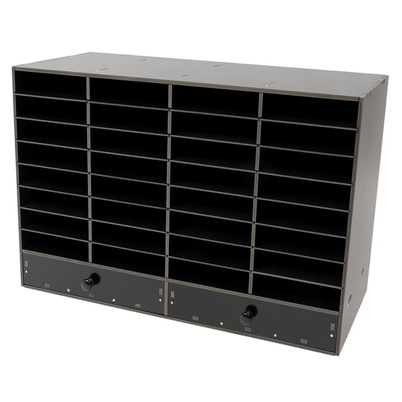 Dwellnix Stackable Literature Holder 32 Compartment Adjustable Literature Organizer