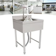 Dwellnix Stainless Steel Commercial Sink, Heavy-Duty 330 lbs Capacity, Freestanding Design, Quick Drainage, Perfect for Canteens & Laundry Rooms