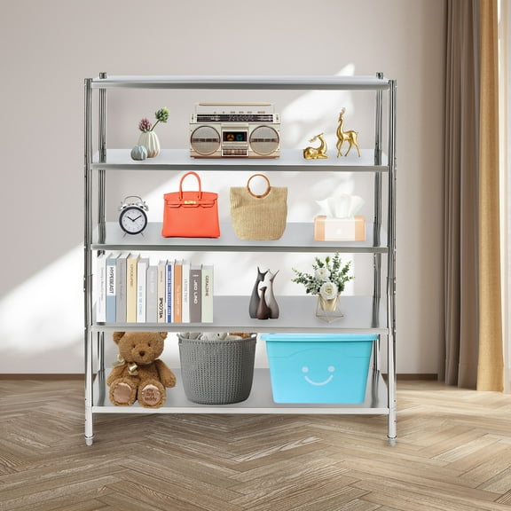 Dwellnix Stainless Steel Shelving 5 Tier Adjustable Shelf Storage Heavy Duty Shelving NEW