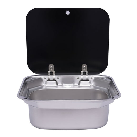 Dwellnix Stainless Steel Silver RV Kitchen Semi recessed Sink w 4x Buckles Overflow proof
