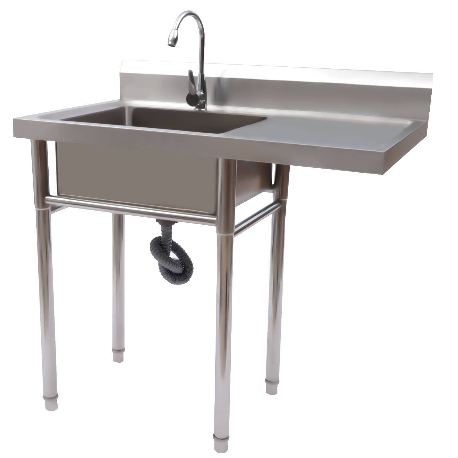 Dwellnix Stainless Steel Sink with Raised Backsplash, Seamless X Infusion Design & Adjustable Feet, Perfect for Kitchen, Restaurant & Utility Room