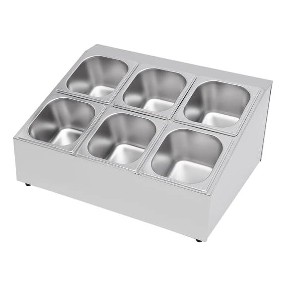 Dwellnix Stainless Steel Spice Rack, 6-Tier Food Pan Holder with Lids & Spoons, Freestanding Organizer for Kitchen & Pantry, Convenient Seasoning Storage Solution