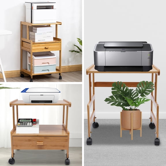 Dwellnix Stand with Storage, Adjustable Printer Cart with Spacious Shelves, Easy Mobility with Wheels, Ideal for Office and Home Organization