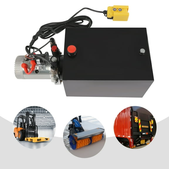Dwellnix Steel Hydraulic Pump 20 Quart Double Acting Dump Trailer Pump Power Unit DC 12V