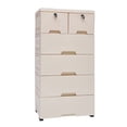 thumbnail image 1 of Dwellnix Storage Cabinet 6-Drawer, Thickened Top Panel, Load-Bearing 30kg/66lbs, PP Material, Space-Saving Design, for Clothes and Toys, Beige, 1 of 7