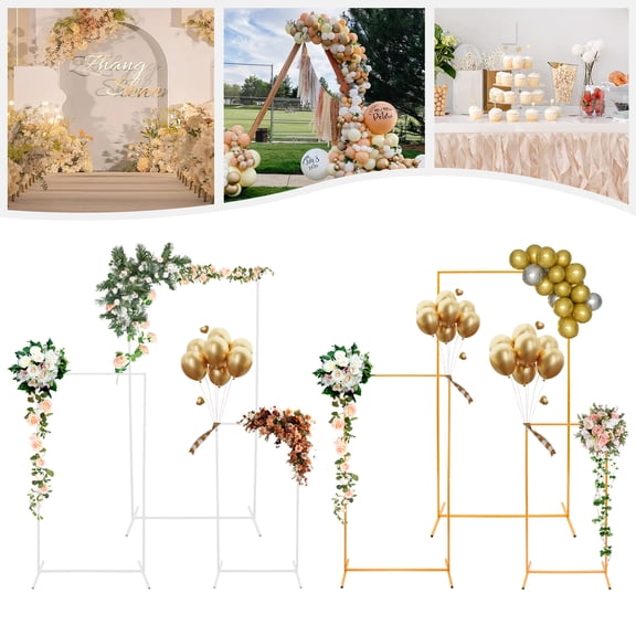Dwellnix Sturdy Wedding Stand Set with 3 Pieces of Different Heights (4.27ft to 6.23ft), Available in White and Gold for Elegant Wedding Decorations