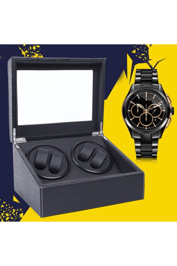 Stylish PU 4+6 Watch Winder Box with Automatic Rotation for 4 Watches, 6 Storage Slots, Modern Design for Home or Shop Use, Perfect Gift for Collectors
