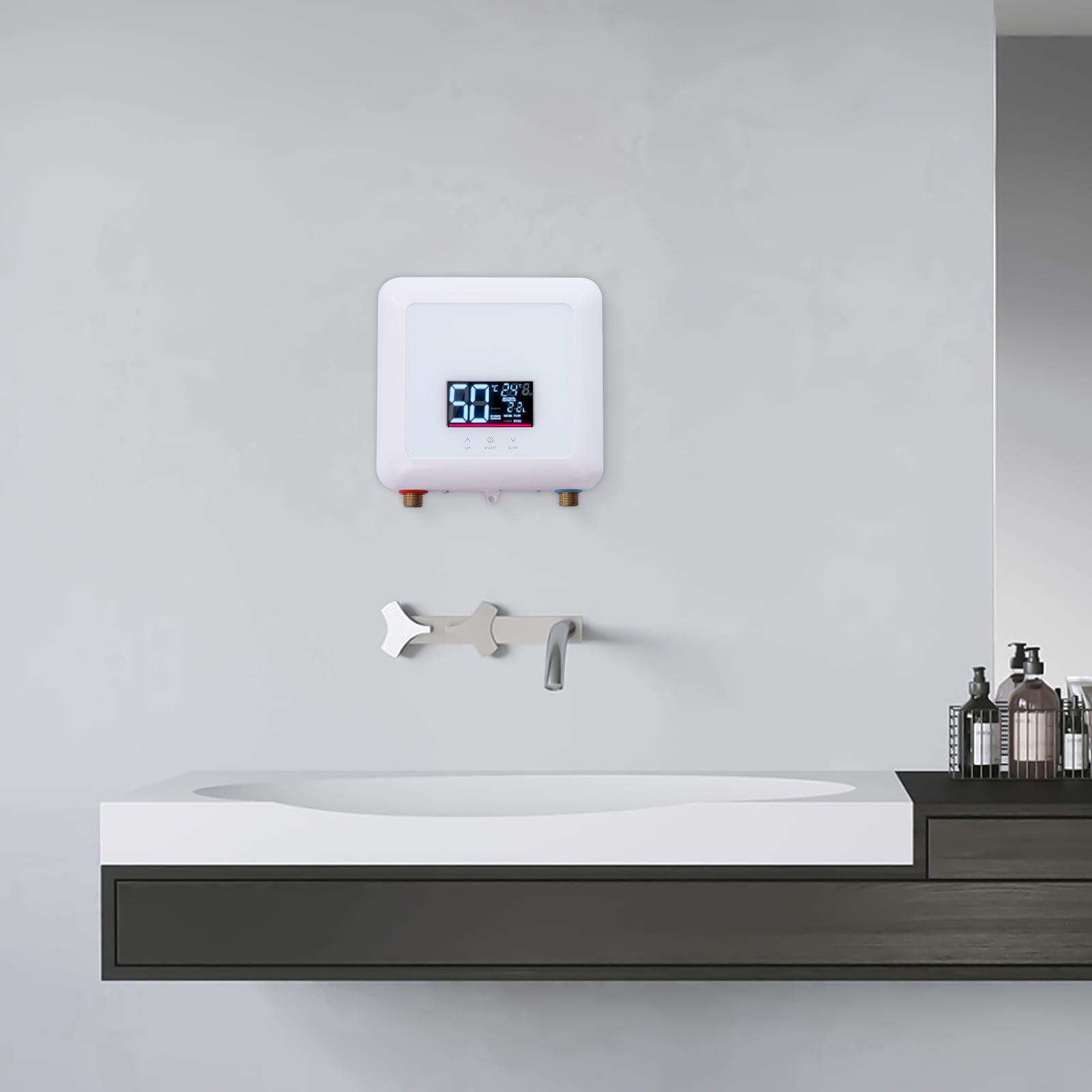 Dwellnix Tankless Water Heater 5500W, Instant Heating, Adjustable Power 5 Levels, Remote & Touch Control, Ideal for Bathroom, Kitchen & Low-Pressure Areas