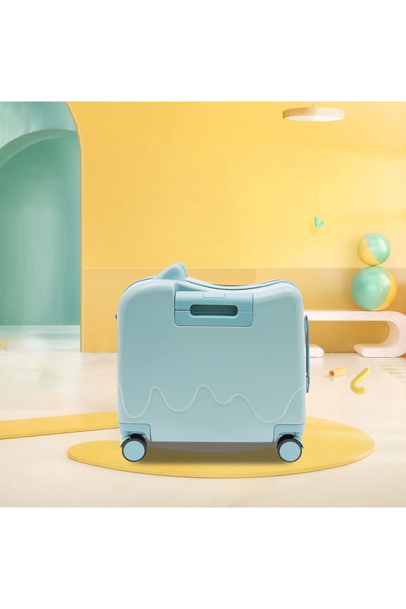 Toy Suitcase for Boys, 18-Inch Blue Ride-On Suitcase, Kids Rolling Luggage for Airplane & Adventure Trips