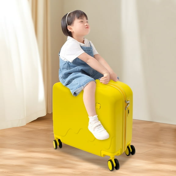 Dwellnix Toy Suitcase for Kids, 18-Inch Ride-On Suitcase, Childrens Rolling Carry-On for Airplane & Vacation Travel