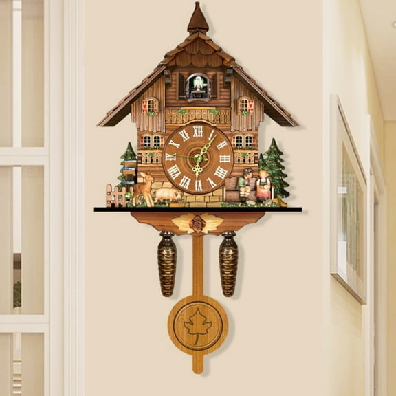 Dwellnix Traditional Cuckoo Clock - High-Quality MDF, Fun Hourly Chime Function, Adjustable Volume, Wall-Mounted Installation for Living Rooms or Bedrooms
