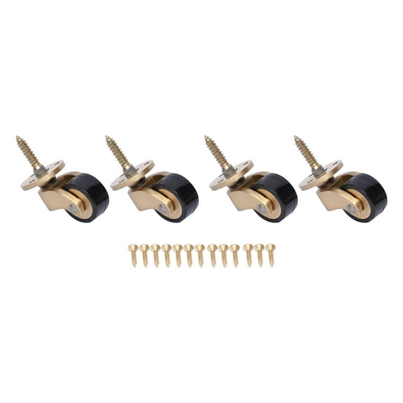 Dwellnix Universal Heavy Duty Pack 4 Swivel Brass Furniture Castors Rolling Wheels