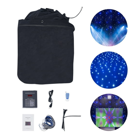 Dwellnix Velvet LED Stage Backdrop Star Curtain DMX512 Background Starry Sky W Controller